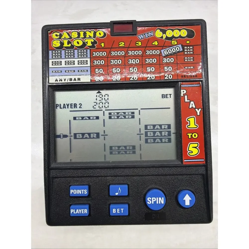 Vintage Radica Casino Slot 6,000 (Model 1470) Electronic Handheld Game TESTED